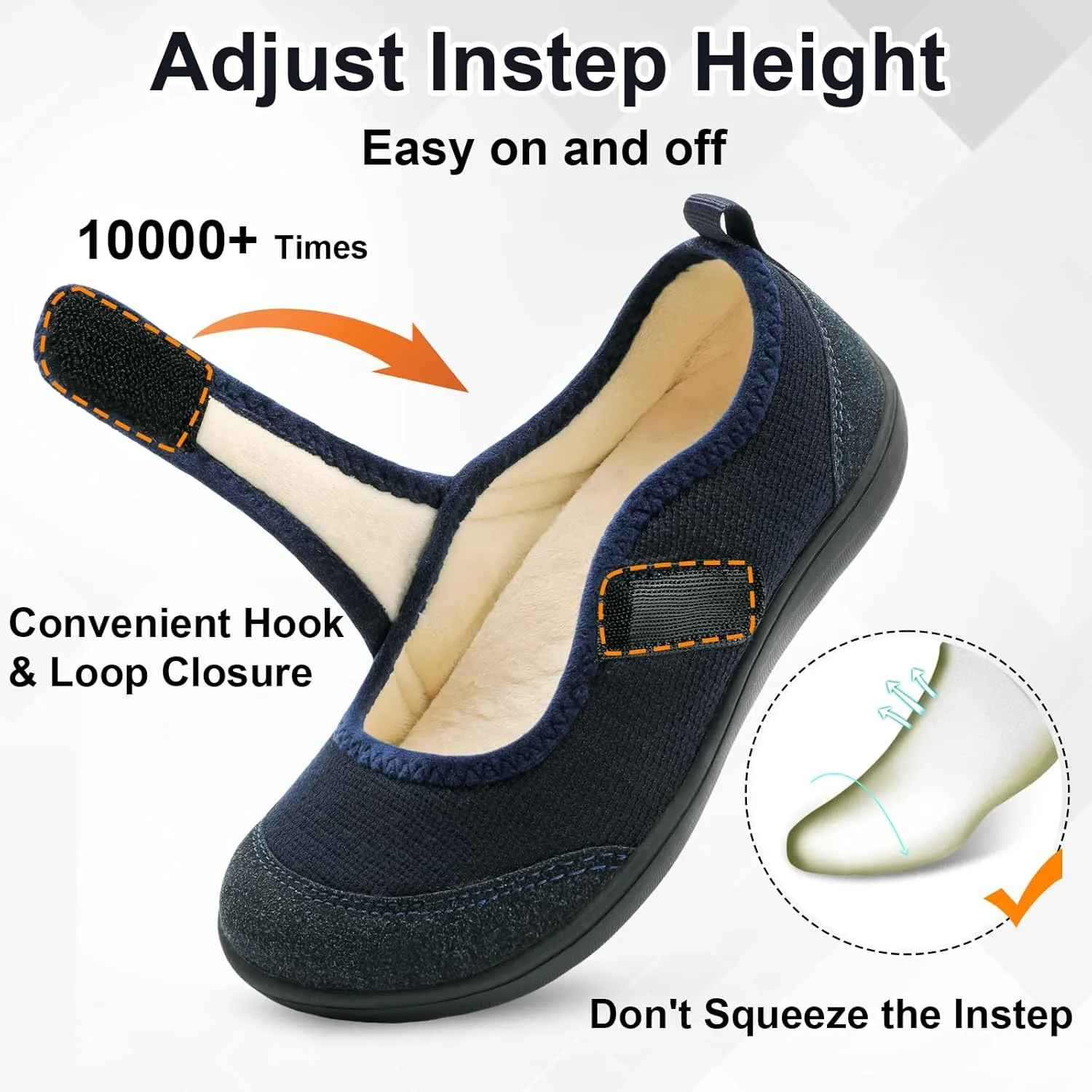 BARERUN Womens Slippers Wide Diabetic Shoes for Women Adjustable House Slippers Swollen Bunions Neuropathy House Shoes Stable Non Slip Barefoot Walking Shoes Indoor Outdoor