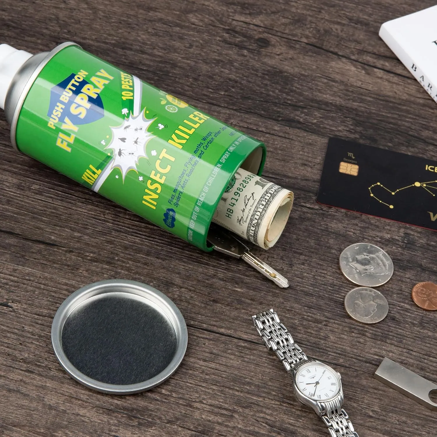 BarGifts Hidden Safe Fake Spray Can with Hidden Compartment, Hidden Storage Keep Your Valuables Safe Like Money, Keys, and Jewelry- Green