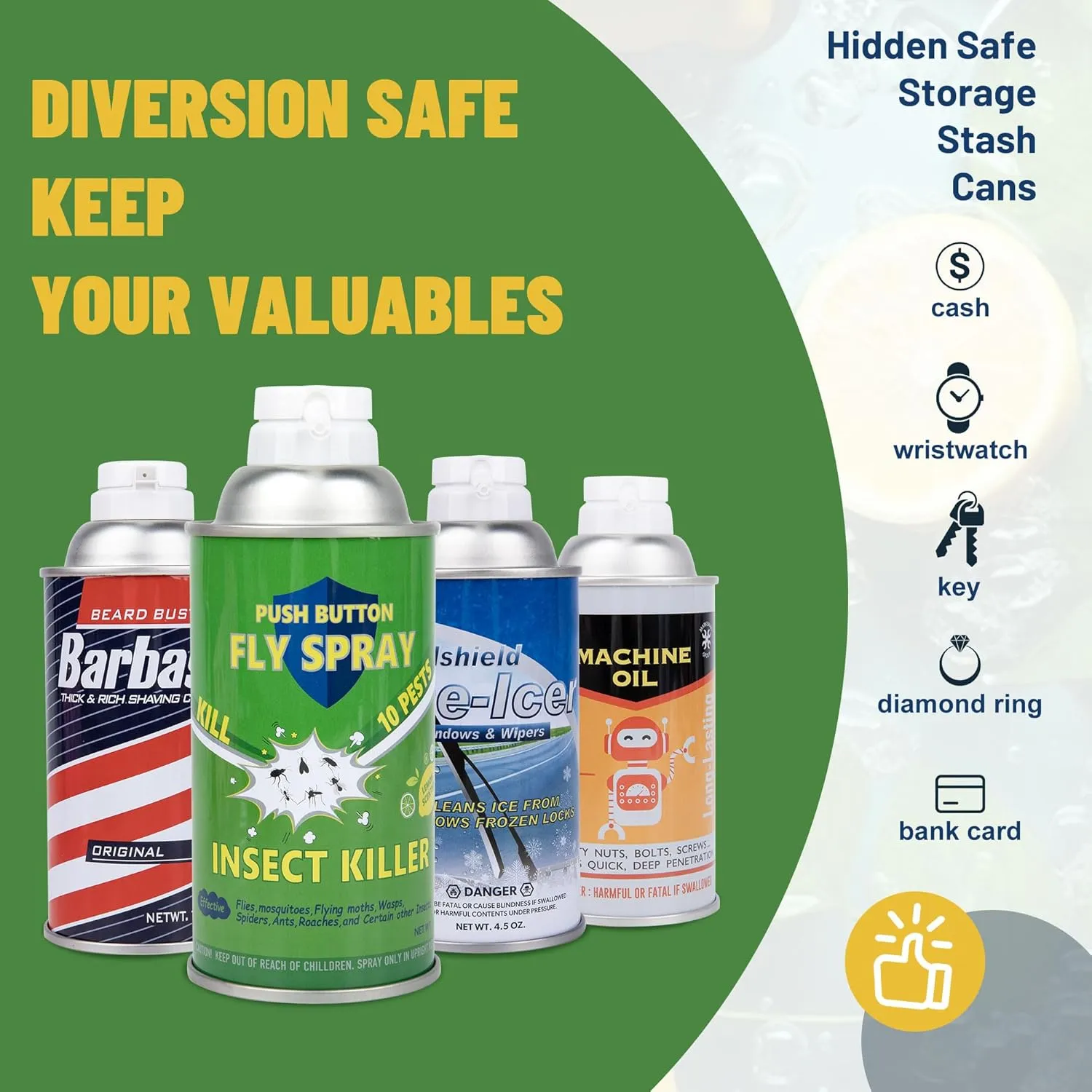 BarGifts Hidden Safe Fake Spray Can with Hidden Compartment, Hidden Storage Keep Your Valuables Safe Like Money, Keys, and Jewelry- Green