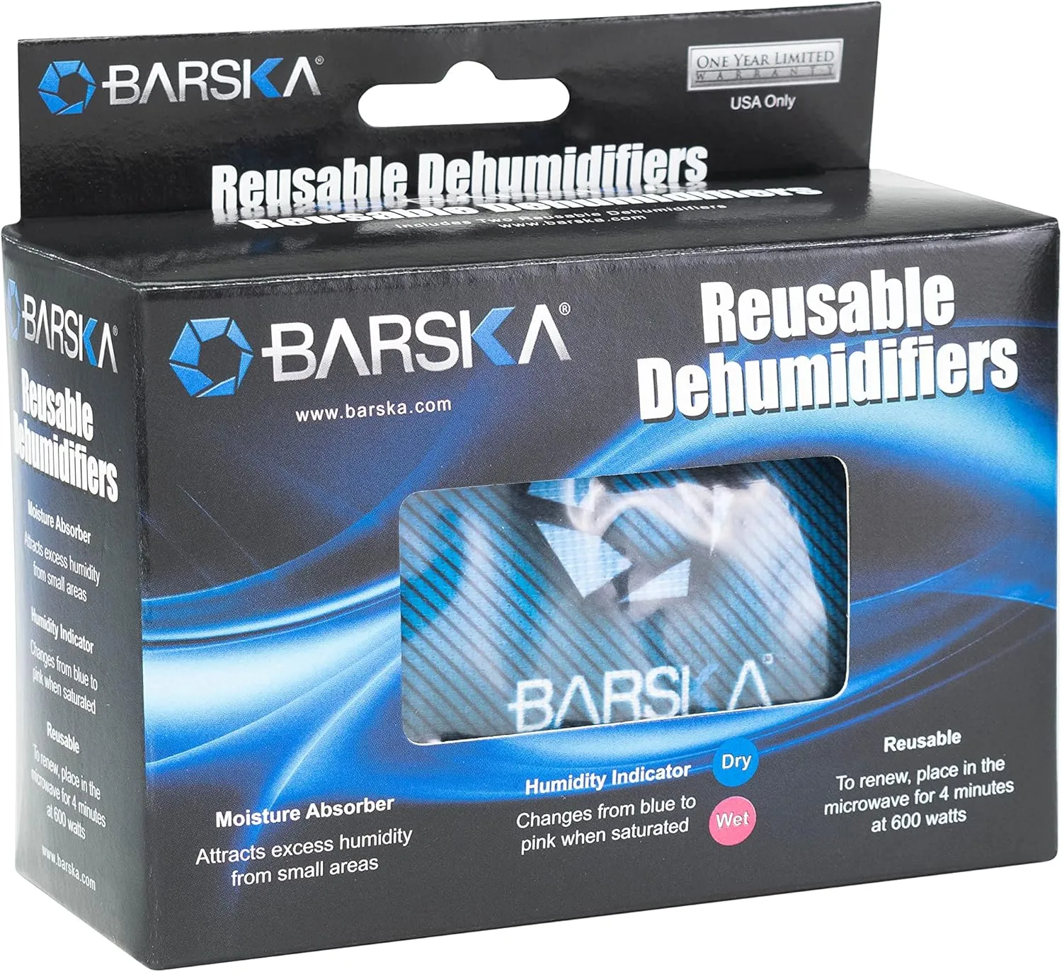 BARSKA Rechargeable Desiccant Dehumidifier – Portable Moisture Absorber for Safes, Closets, Basements, Cars – Reusable & Microwaveable
