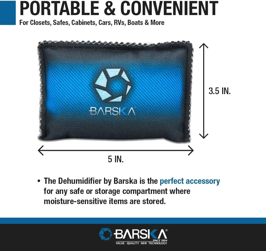 BARSKA Rechargeable Desiccant Dehumidifier – Portable Moisture Absorber for Safes, Closets, Basements, Cars – Reusable & Microwaveable