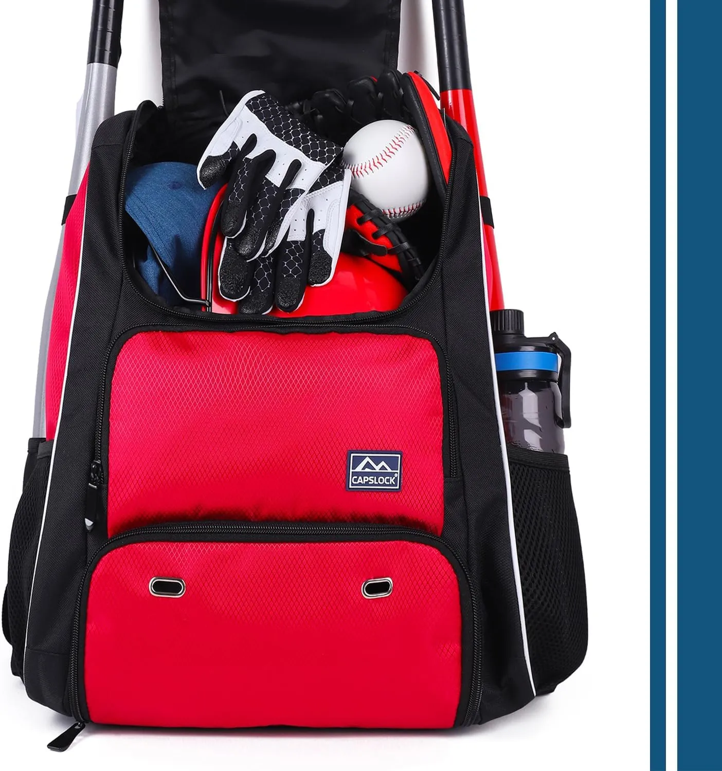 Baseball Bat Bag Backpack,T-Ball & Softball Bat Bag with Shoes Compartment for Youth and Adult, Lightweight Baseball Bag with Fence Hook Hold Bat, Batting Mitten, Helmet, Caps, Teeball Gear