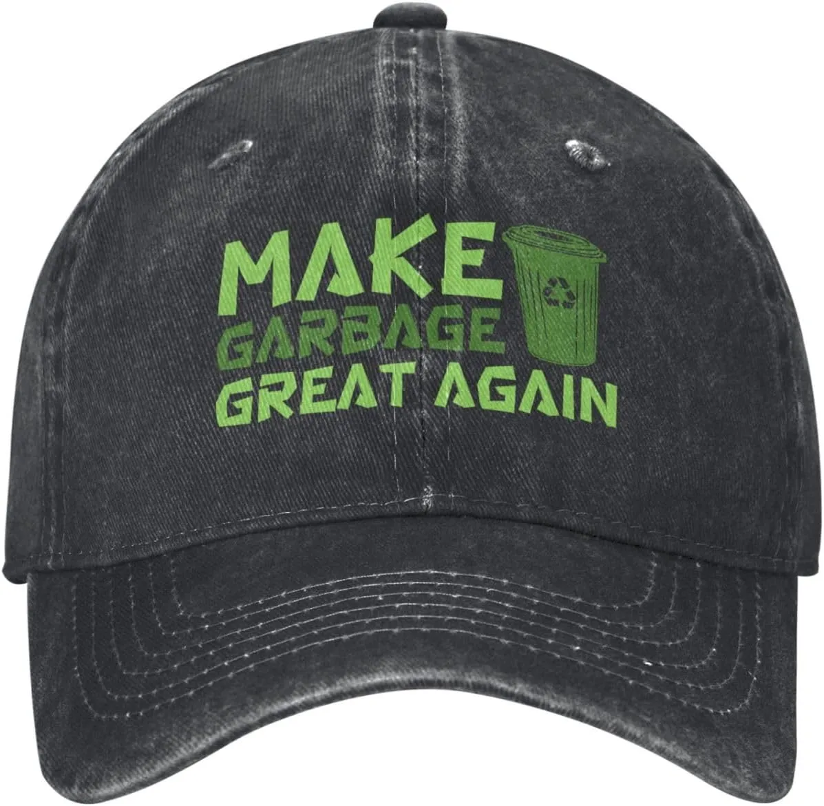 Baseball Cap Make Garbage Great Again Washed Denim Adjustable Fashion Unique Hat for Men Women