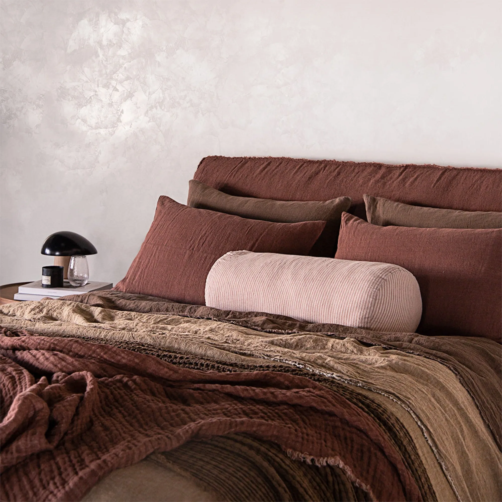 Basix Linen Bolster Cushion - Rosa/Floss (Cover Only)