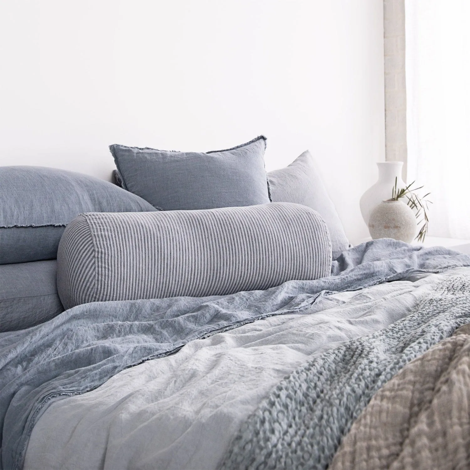 Basix Linen Bolster Cushion - Tempest/Fog (Cover Only)