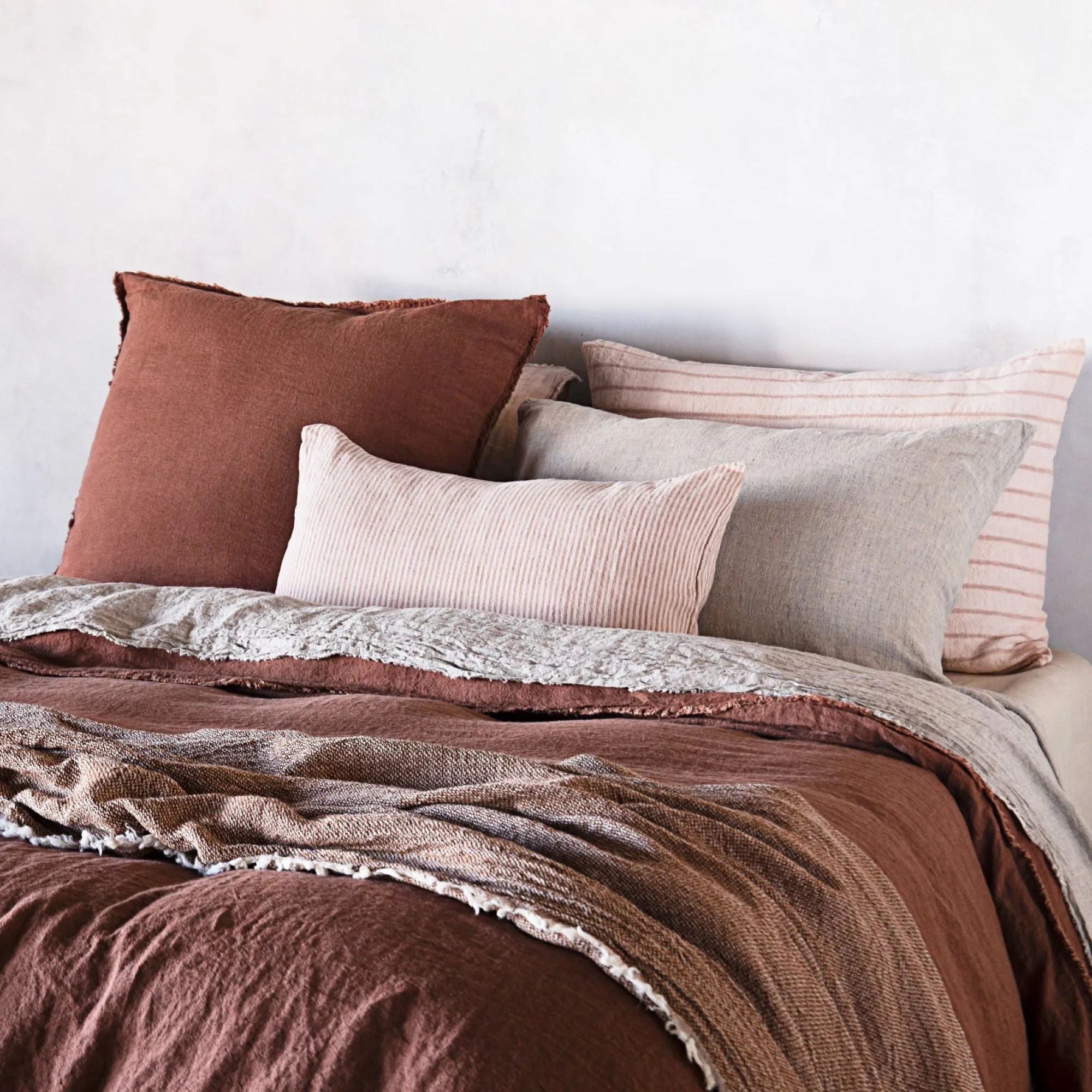 Basix Stripe Linen Cushion - Rosa/Floss (Cover Only)