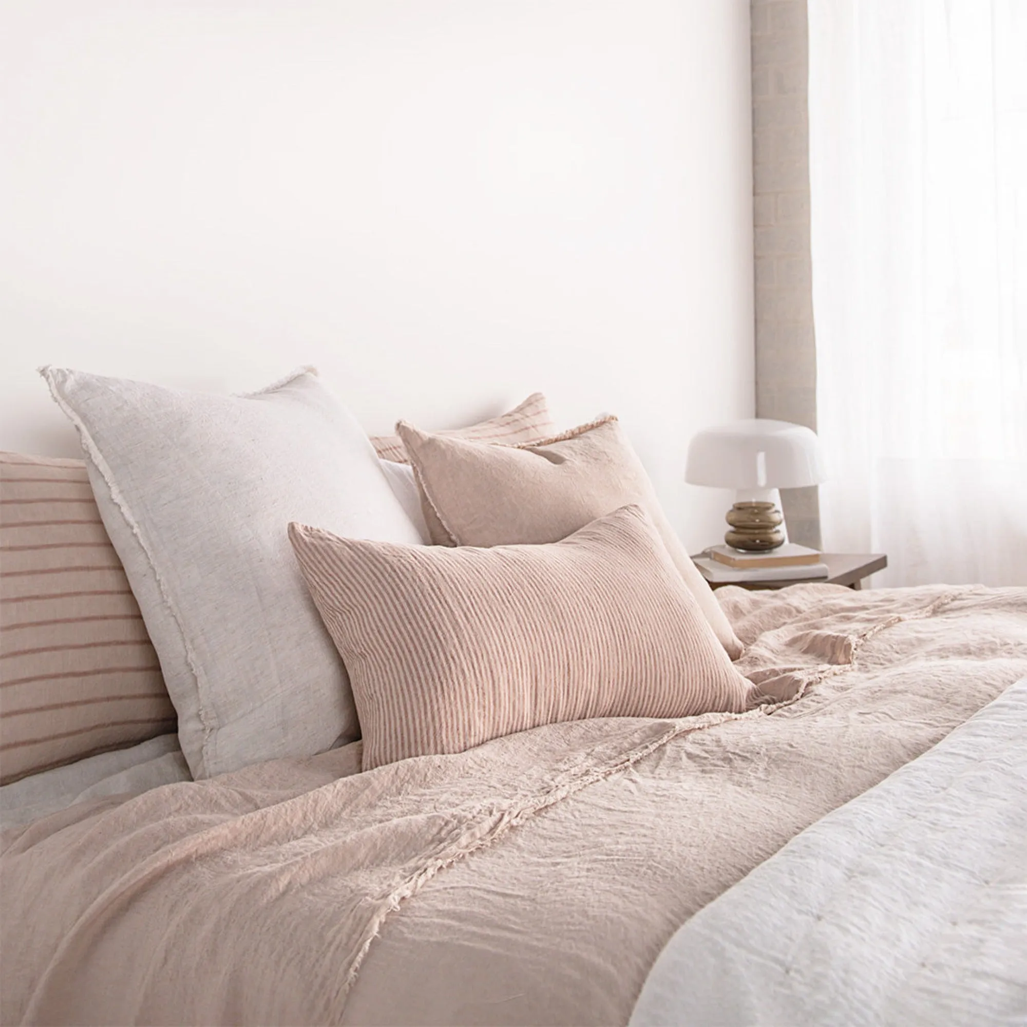 Basix Stripe Linen Cushion - Rosa/Floss (Cover Only)
