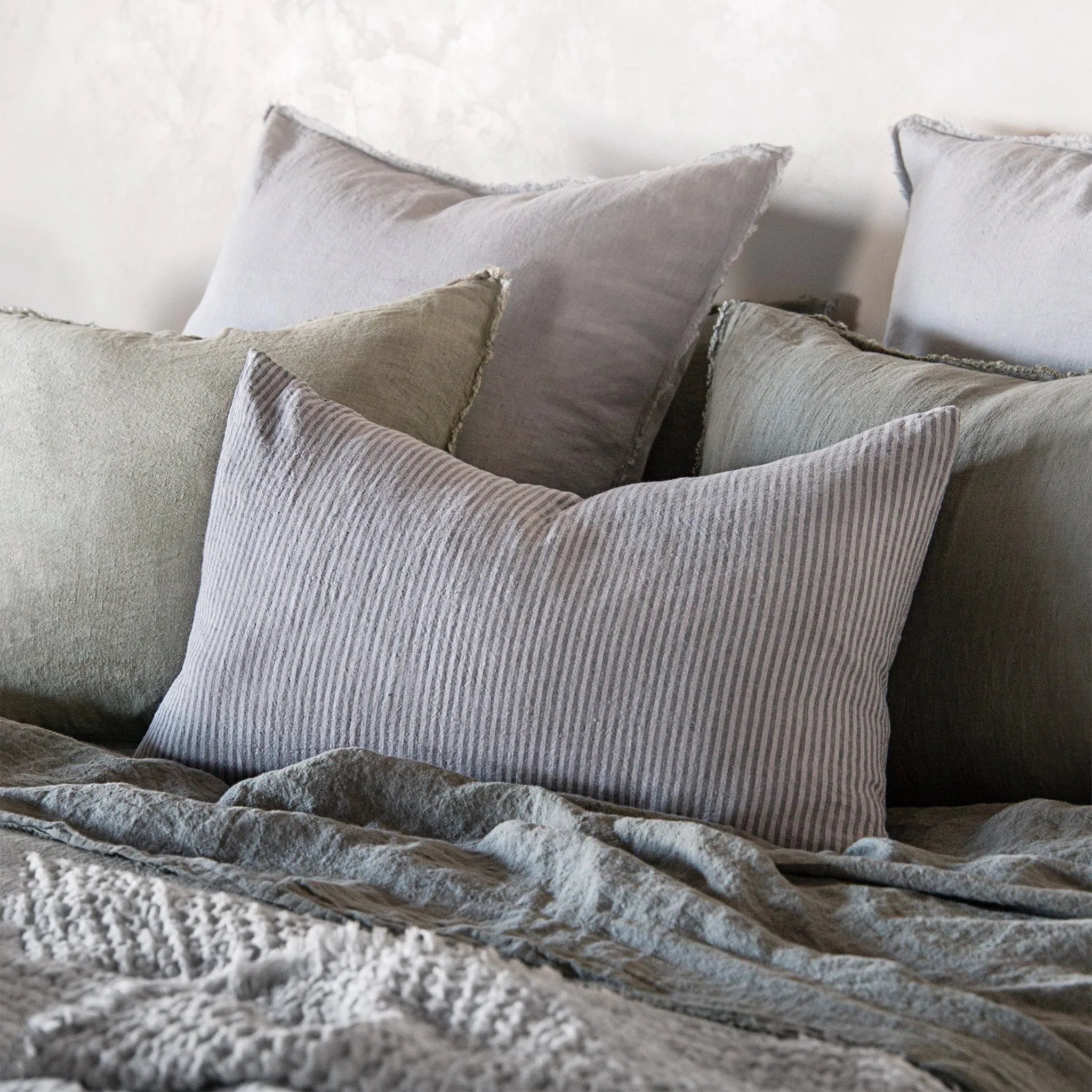 Basix Stripe Linen Cushion - Tempest/Fog