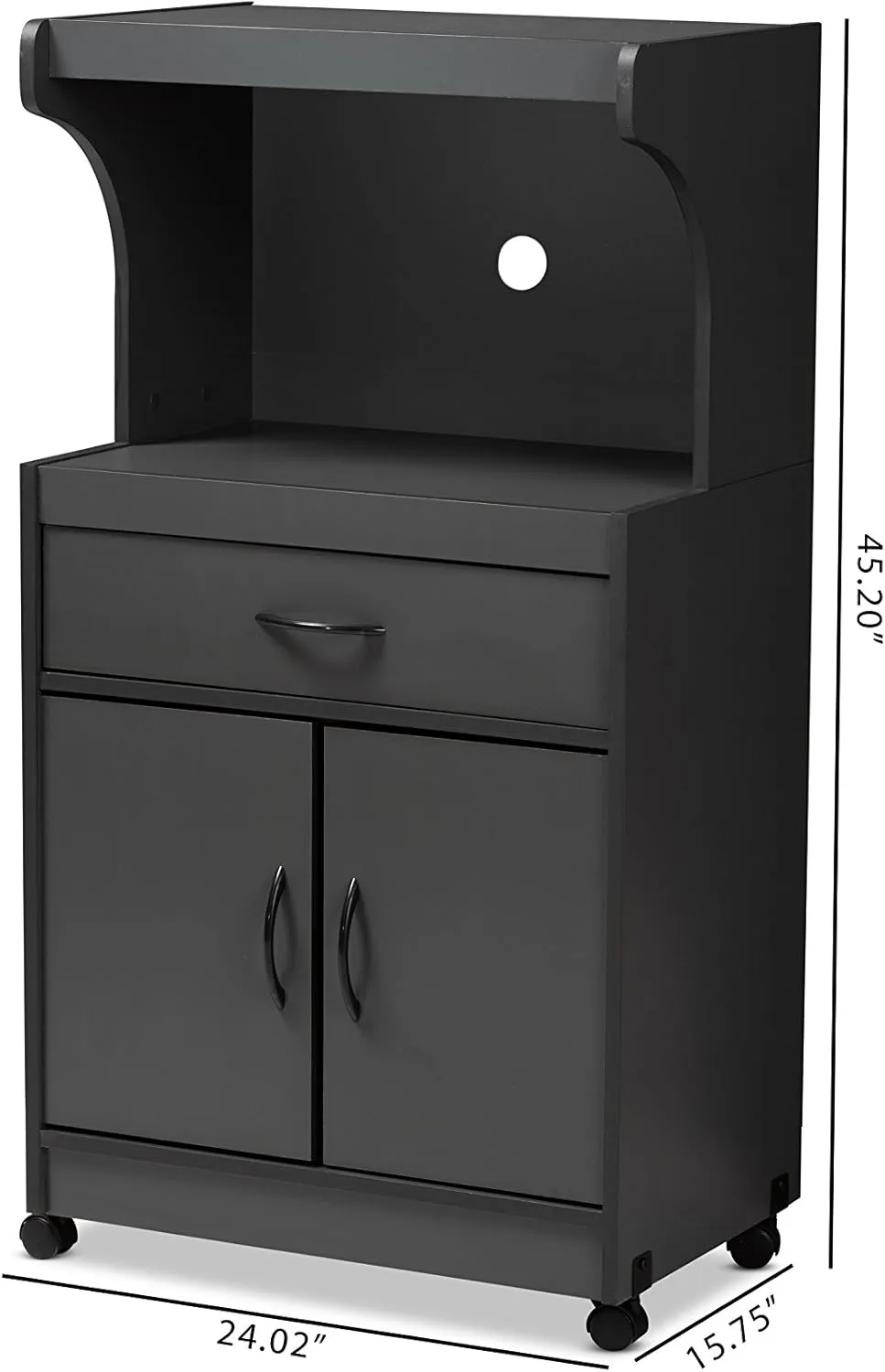 Baxton Studio Terline Kitchen Cabinet, Dark Grey