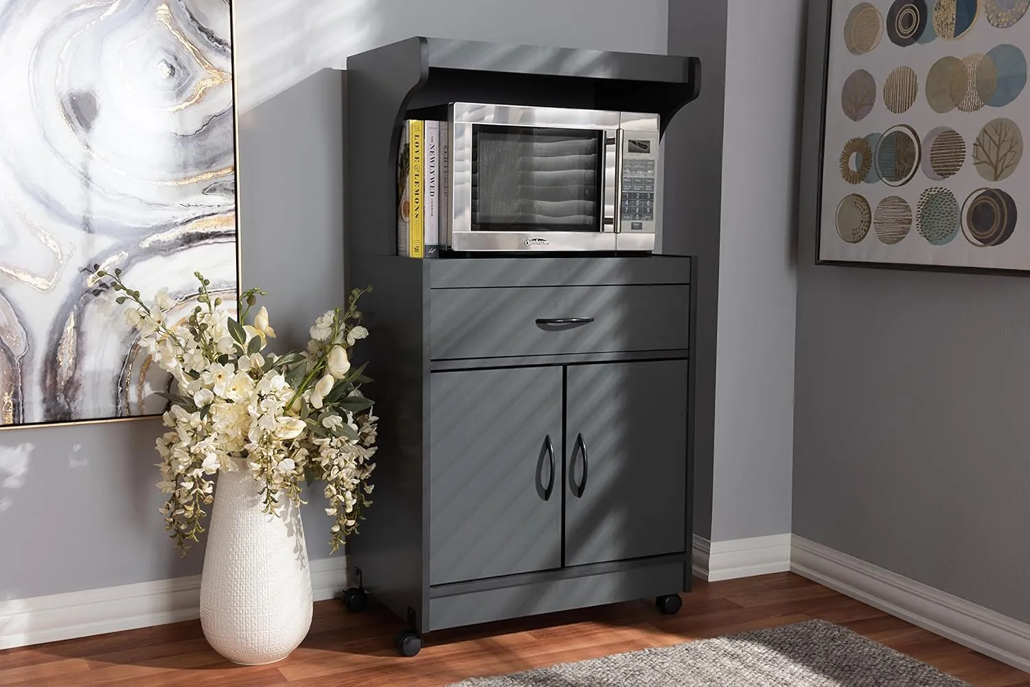 Baxton Studio Terline Kitchen Cabinet, Dark Grey