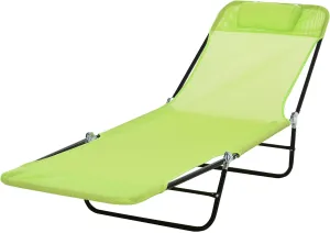 Beach-Camping Lounge-Chair Chaise-Outdoor Folding-Reclining - Tanning Chairs Portable Adjustable Backrest Poolside Patio for Garden Lawn Backyard Picnics (Green)