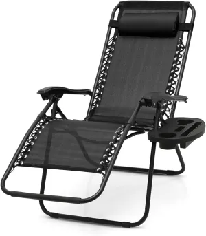 Beach Chairs Lightweight Zero Gravity Chair - Foldable Outdoor Lounger, 330lbs Capacity, Portable Beach Recliner, CAAP-BCC-C1P-BK