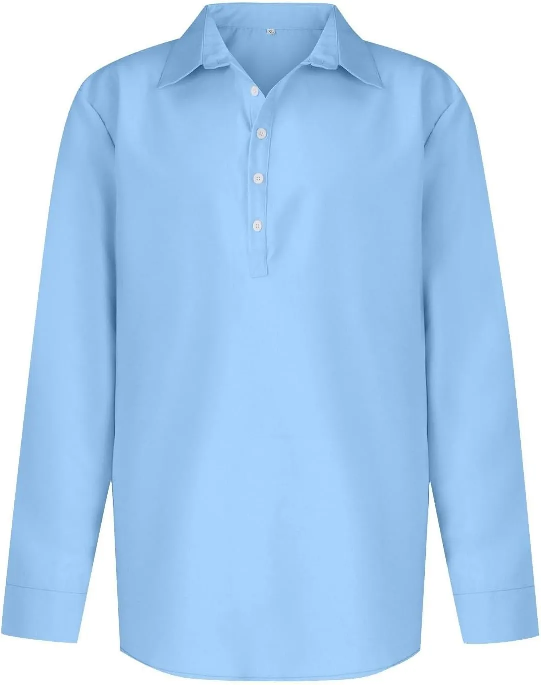 Beach Shirts for Men Cotton Blend Shirt Solid Long Sleeve Button Down Shirt Casual Blouse Summer Hawaiian Shirts