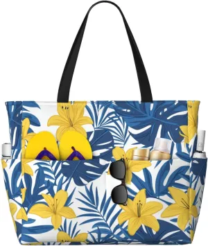Beach Tote Bag for Women Beach Bag Waterproof and Sandproof Tote Bag with Wet Bag Large Travel Bag for Weekend Travel
