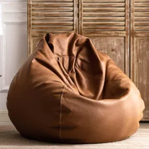 Bean Bag Chair 3.3ft Big Faux Leather Bean Bag Cover Pouf Cover Without Filler Outdoor Beanbag Chaise Lounger Pouf Salon Game Movie Sac Puff For Bedroom Living Room Garden ( Color : Brown , Size : D2.