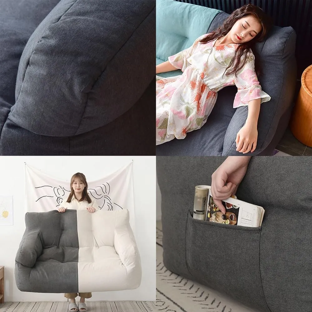 Bean Bag Chair Double Sofa Lazy Sofa Leisure Bedroom Living Room Living Balcony Modern Simple(No Fillers)(Color:Black)