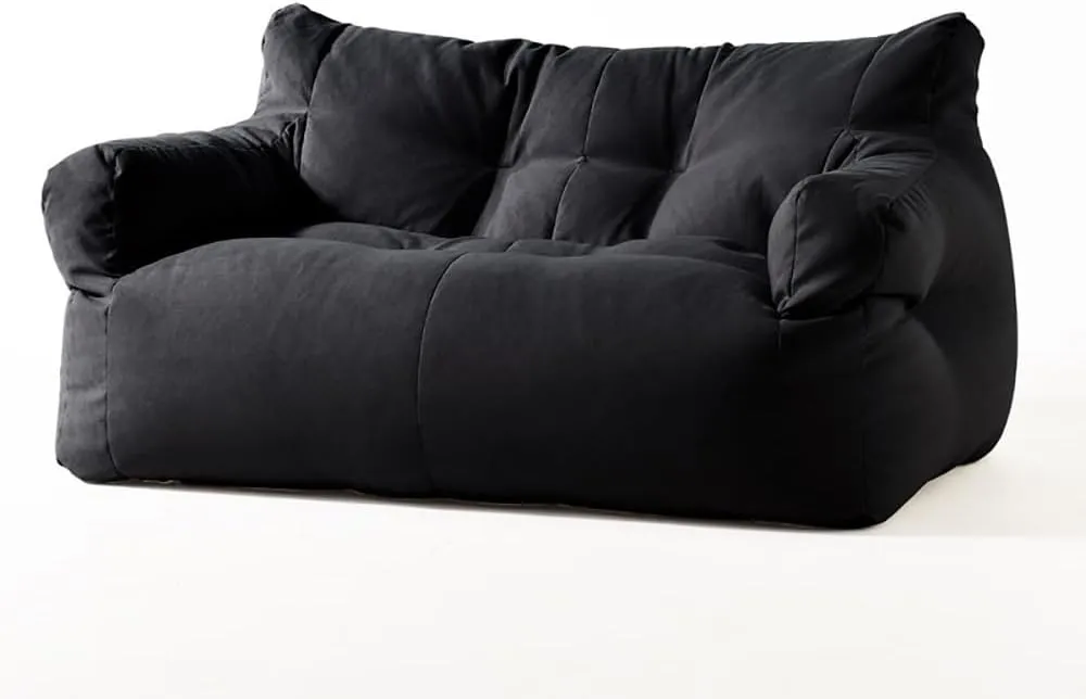 Bean Bag Chair Double Sofa Lazy Sofa Leisure Bedroom Living Room Living Balcony Modern Simple(No Fillers)(Color:Black)