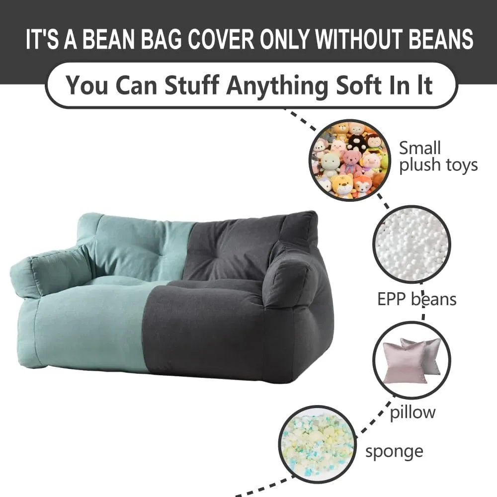 Bean Bag Chair Double Sofa Lazy Sofa Leisure Bedroom Living Room Living Balcony Modern Simple(No Fillers)(Color:Black)