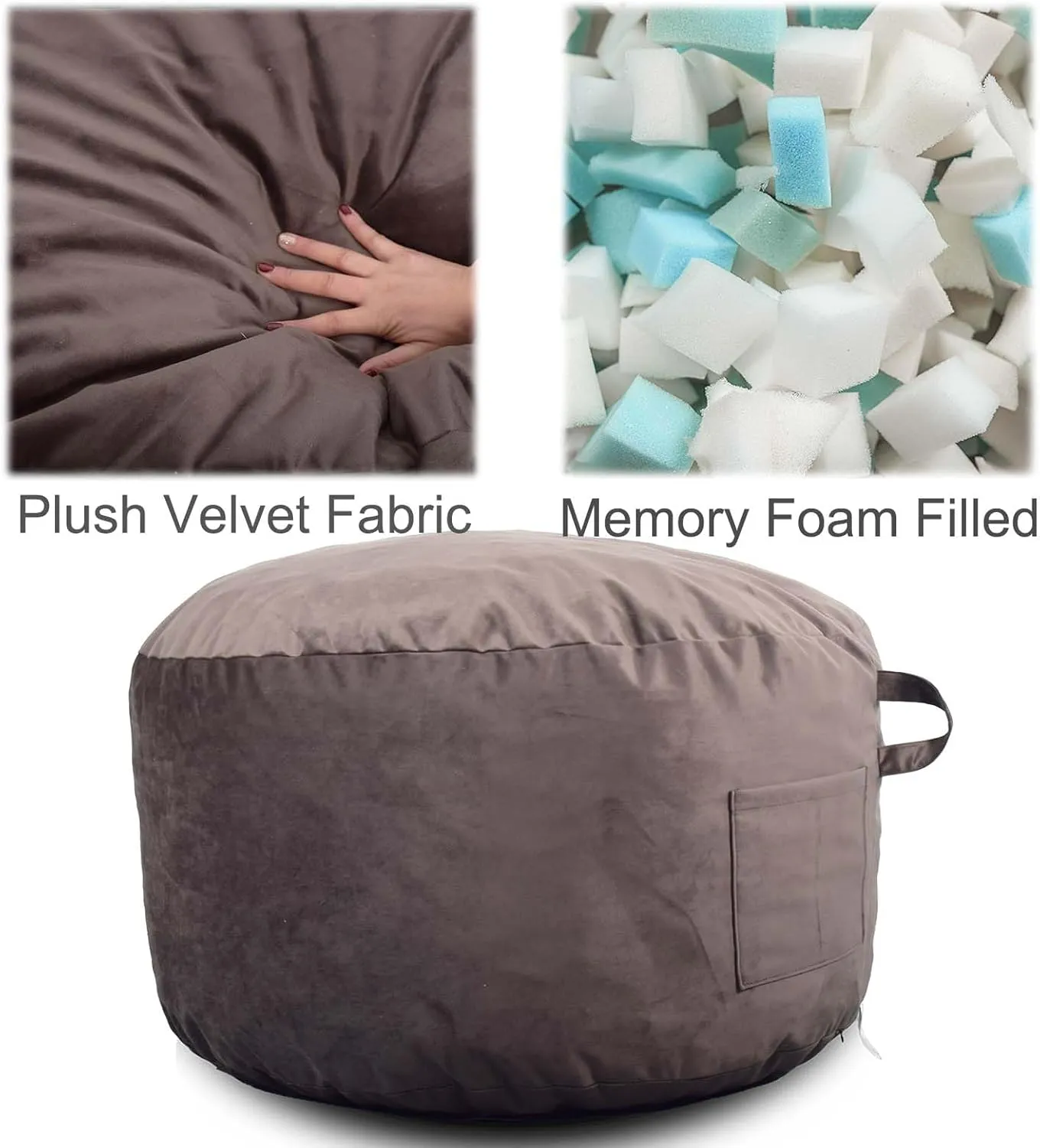 Bean Bag Chairs, Memory Foam Stuffing Bean Bag Chair for Adults/Teens/Kids, Velvet Lazy Sofa Furniture with Removable High-Rebound Memory Foam for Living Room Bedroom College Dorm
