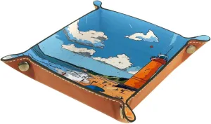 Beautiful Abstract Beach Stacking Jewelry Organizer Trays for Women and Girls, Desk Drawer Earring and Bracelet Tray, Small, Stylish, and Functional