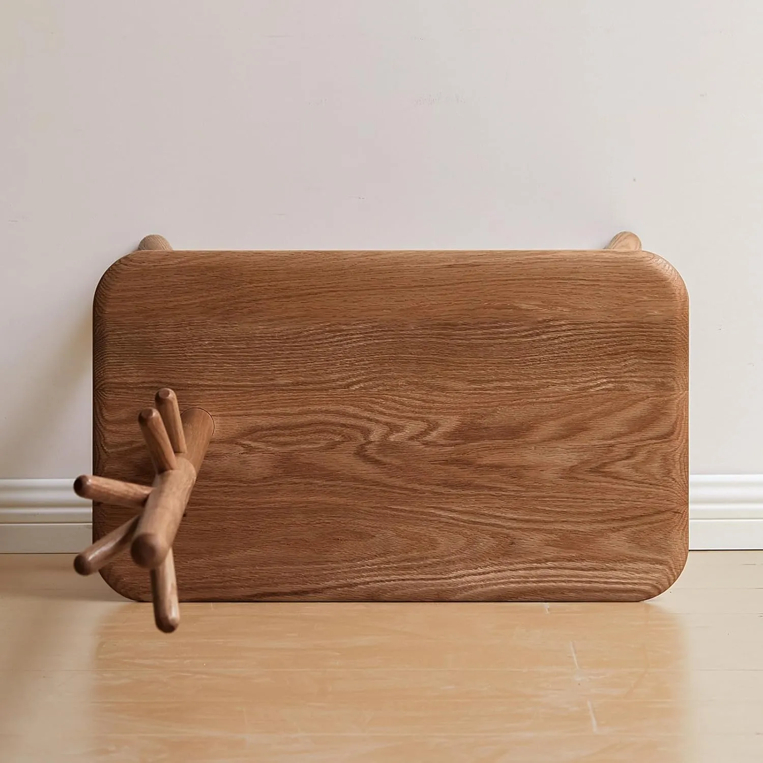 Beech Wood Entryway Bench with Coat Hooks & Shoe Shelf - Rustic 5-Hook Hall Tree for Small Spaces, Natural Wood Grain Shoe Storage Bench, Quick Assembly