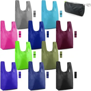 BeeGreen Colorful Reusable Grocery Bags 10 Pack Grocery Bags Reusable Shopping Bags Cloth Gift Bags Foldable Tote Bag Reusable Gift Bags Holiday Bags With Handles Heavy Duty Reusable Tote Bag