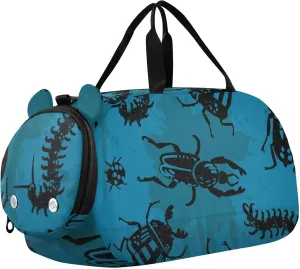Beetles Bugs Funny Sports Duffle Bag for Girls Boys, Gym Bag with Shoe Compartment, Kids Travel Overnight Weekender Shoulder Bag