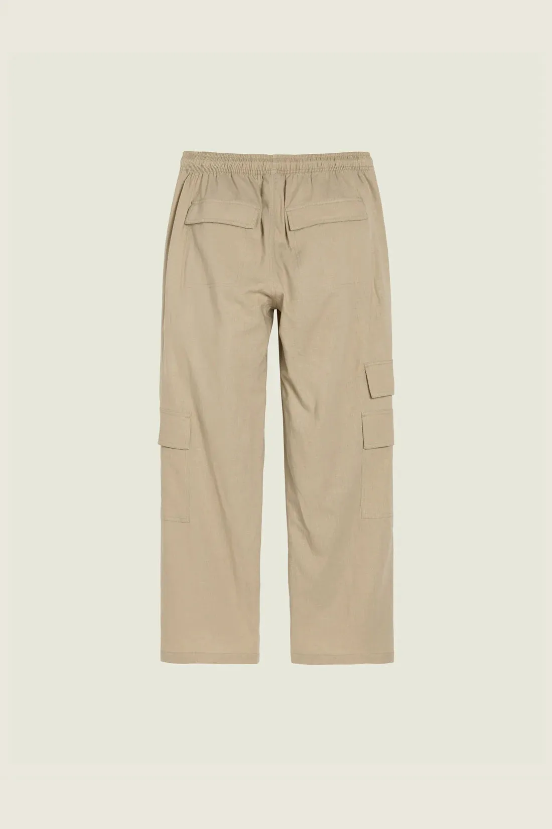 BEIGE CARGO LINEN PANTS
