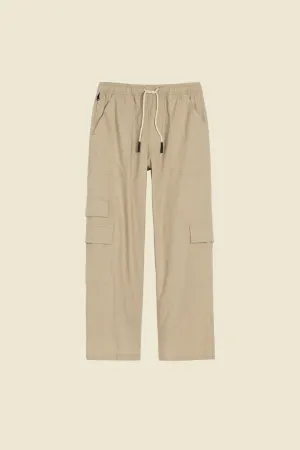 BEIGE CARGO LINEN PANTS