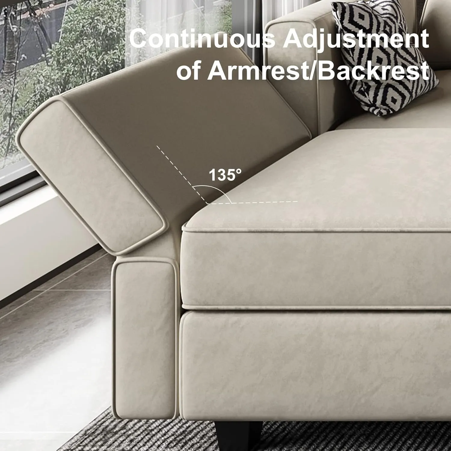 Belffin Modular Sectional Sofa with Double Chaise Velvet U Shaped Sofa Reversible Sectional Couch with Storage Grey