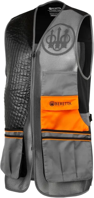 Beretta Men's Sporting EVO Vest - Breathable Mesh Full Zip Shooting Vest w/Eco Leather Shooting Patch & Double Front Pockets