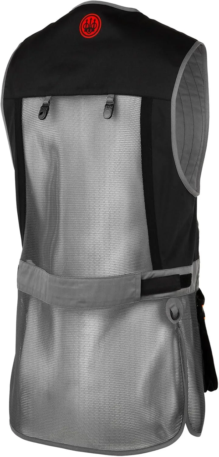 Beretta Men's Sporting EVO Vest - Breathable Mesh Full Zip Shooting Vest w/Eco Leather Shooting Patch & Double Front Pockets
