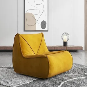 Big Bean Bag Chair with Filling, Oversized Soft Caterpillar Floor Lounge Chair, Comfy Lazy Sofa Chair,Leisure Accent Bean Bag Couch with Backrest for Living Room,Bedroom,Offic(Yellow,A)