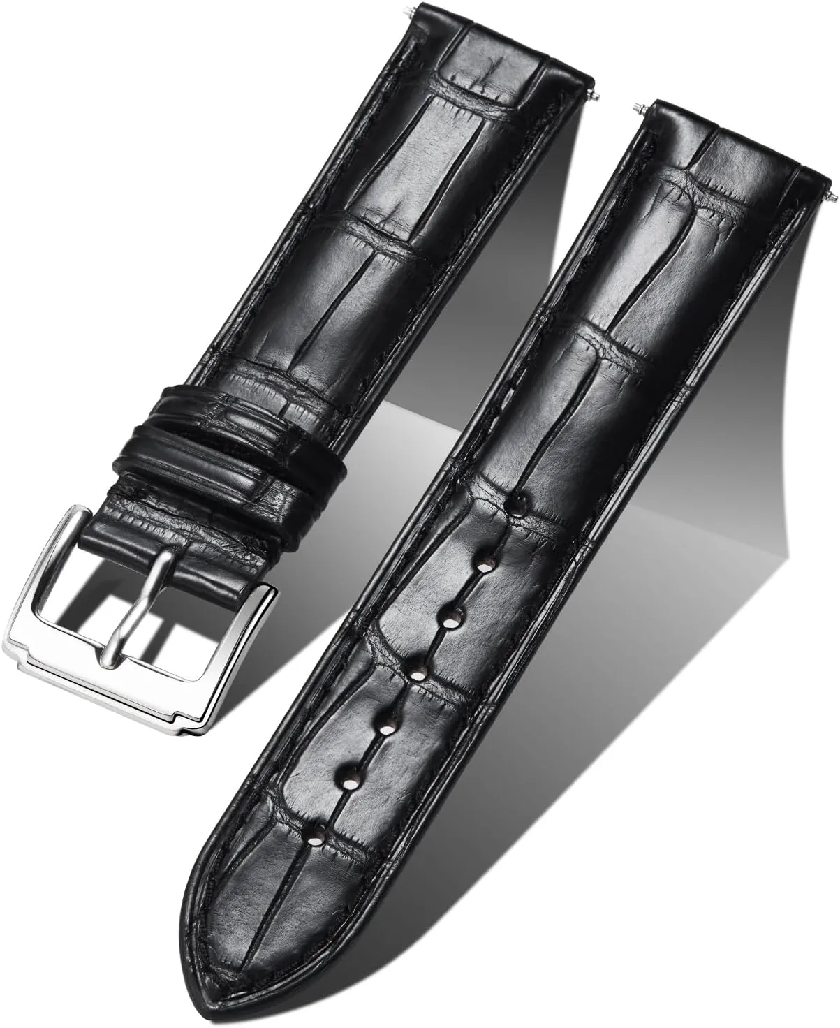 BINLUN Alligator Grain Leather Watch Band Crocodile Grain Watch Straps Quick Release Replacment Classic Watchband for Men Women Black Brown Blue 18mm 19mm 20mm 21mm 22mm 24mm