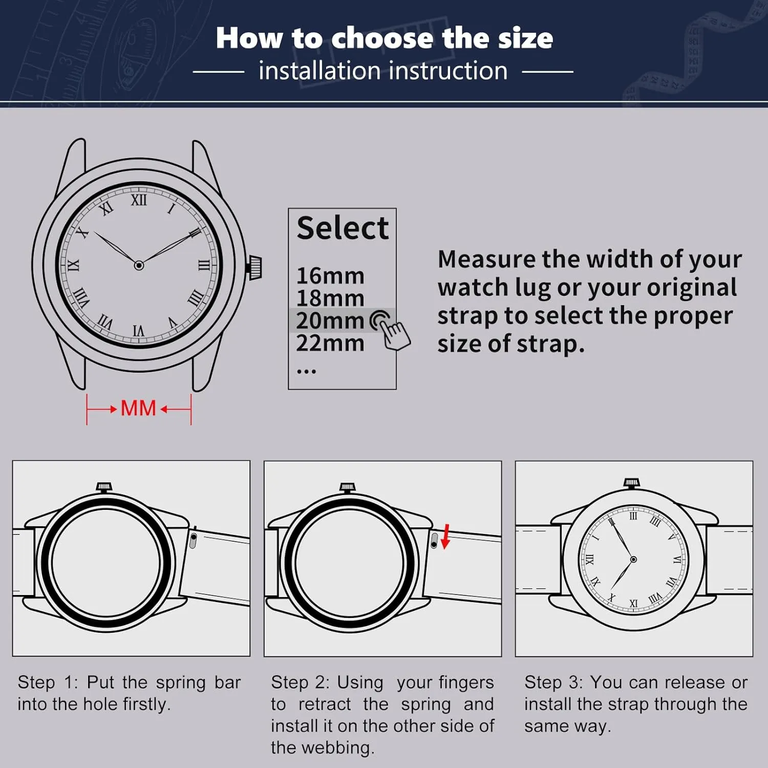BINLUN Alligator Grain Leather Watch Band Crocodile Grain Watch Straps Quick Release Replacment Classic Watchband for Men Women Black Brown Blue 18mm 19mm 20mm 21mm 22mm 24mm