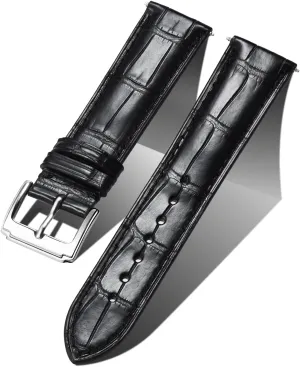 BINLUN Alligator Grain Leather Watch Band Crocodile Grain Watch Straps Quick Release Replacment Classic Watchband for Men Women Black Brown Blue 18mm 19mm 20mm 21mm 22mm 24mm