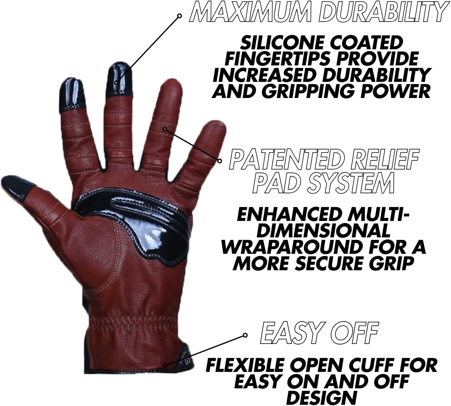 Bionic Men's Tough Pro with Natural Fit Premium Leather Work Gloves (Large), Brown