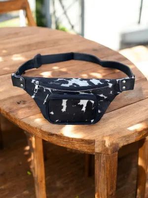 Black Cowhide Fanny Pack