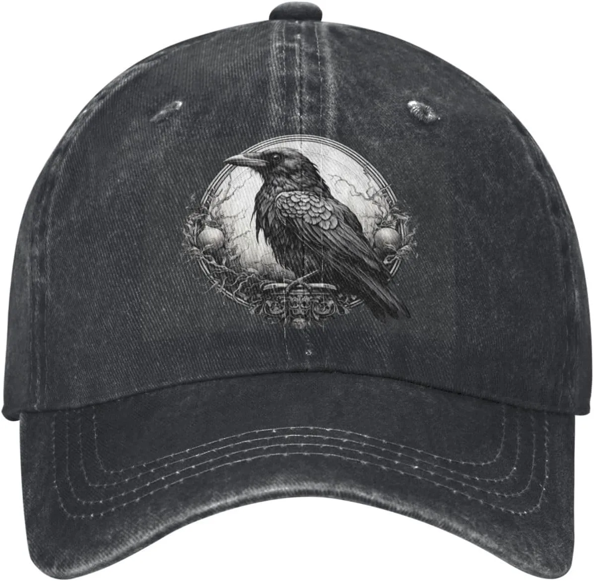 Black Raven Cool Washed Denim Baseball Cap, Adjustable Fit for Men & Women, A Must-Have for Your Everyday Look!