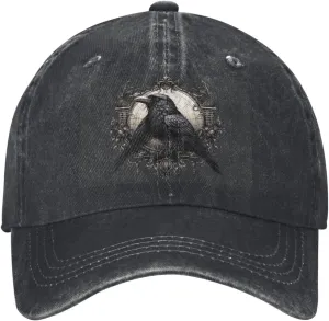 Black Raven Cool Washed Denim Baseball Cap, Adjustable Fit for Men & Women, A Must-Have for Your Everyday Look!
