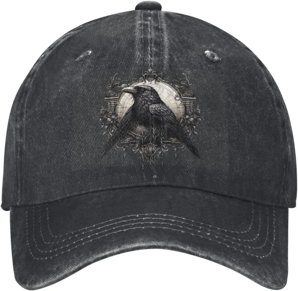 Black Raven Cool Washed Denim Baseball Cap, Adjustable Fit for Men & Women, A Must-Have for Your Everyday Look!