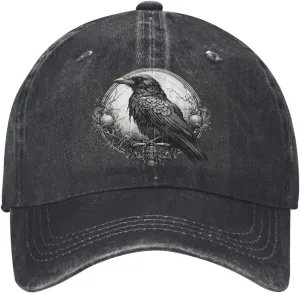 Black Raven Cool Washed Denim Baseball Cap, Adjustable Fit for Men & Women, A Must-Have for Your Everyday Look!