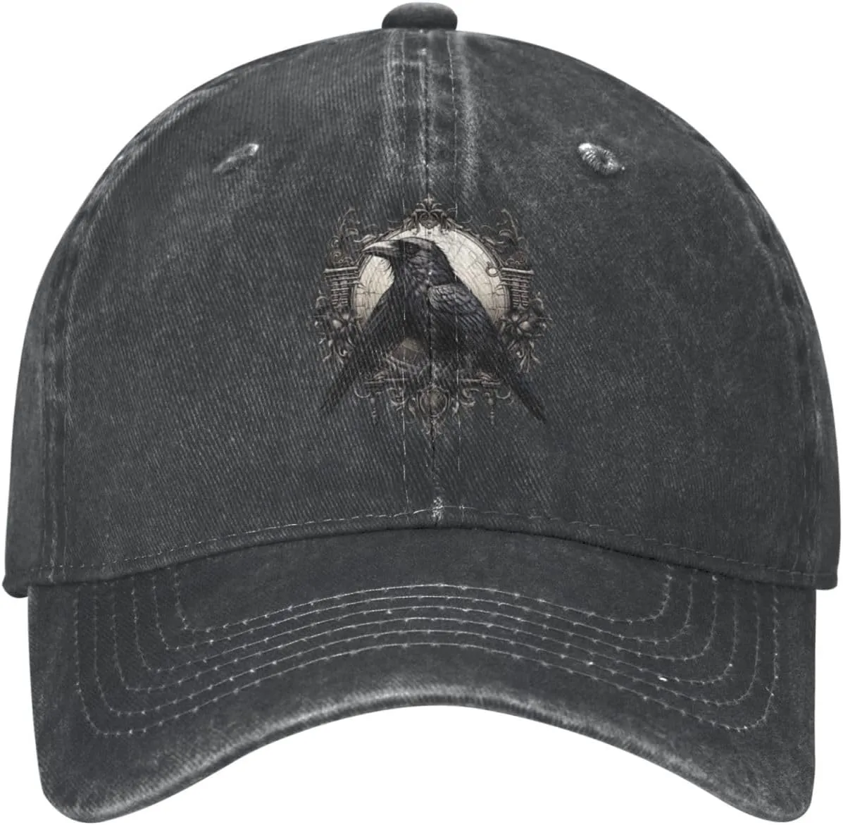 Black Raven Distressed Denim Ball Cap Retro Cool for Every Occasion