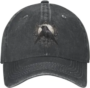Black Raven Distressed Denim Ball Cap Retro Cool for Every Occasion
