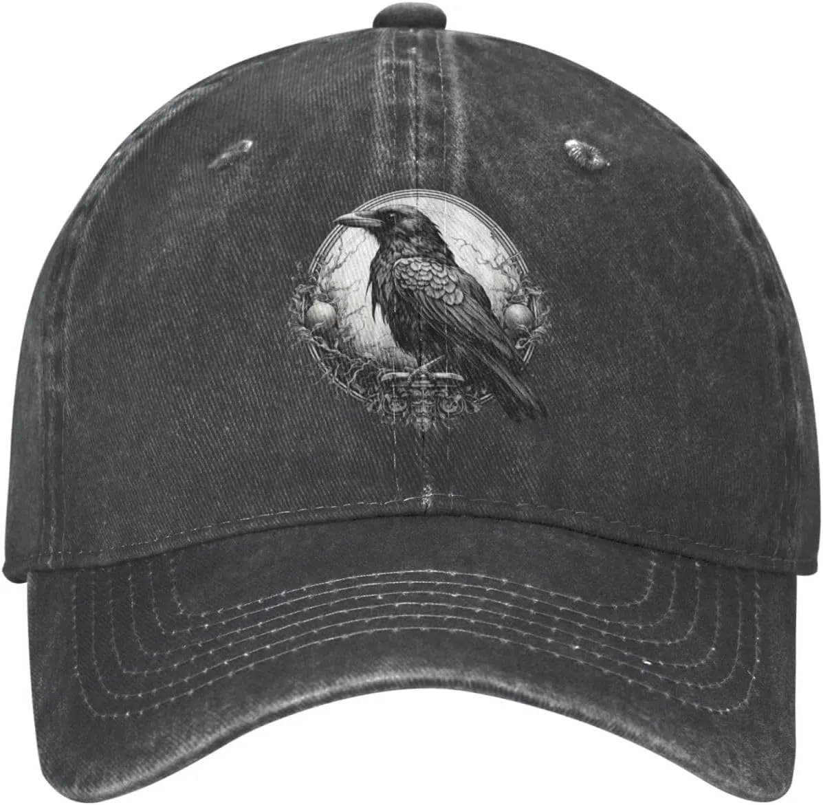 Black Raven Vintage Washed Denim Baseball Caps Effortless Style Statement