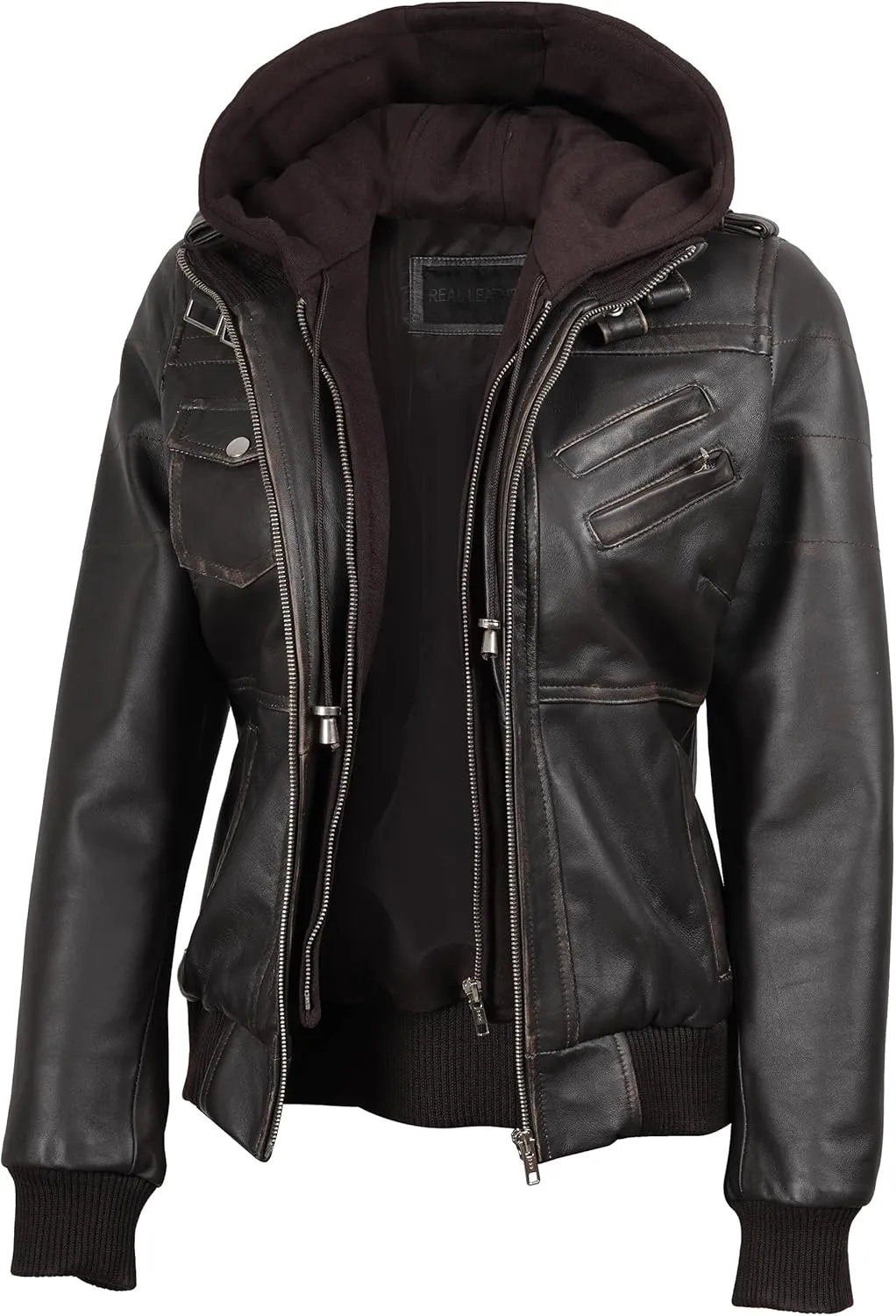 Blingsoul Leather Jacket Women - Real Lambskin Womens Leather Jackets With hood