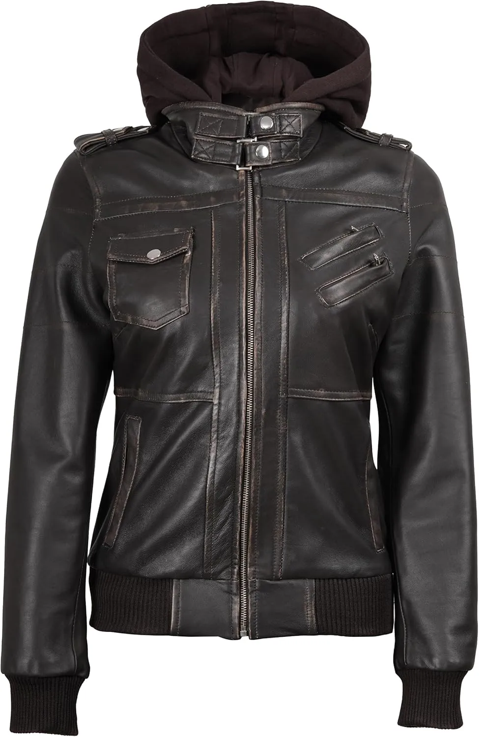 Blingsoul Leather Jacket Women - Real Lambskin Womens Leather Jackets With hood