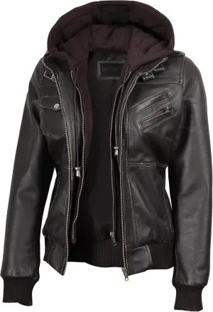 Blingsoul Leather Jacket Women - Real Lambskin Womens Leather Jackets With hood