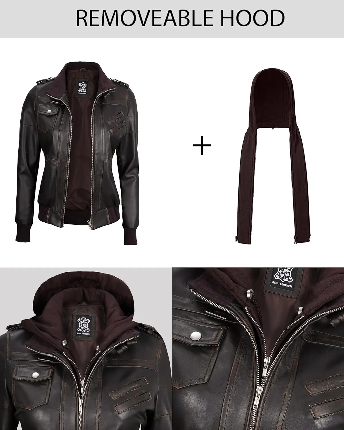 Blingsoul Leather Jacket Women - Real Lambskin Womens Leather Jackets With hood