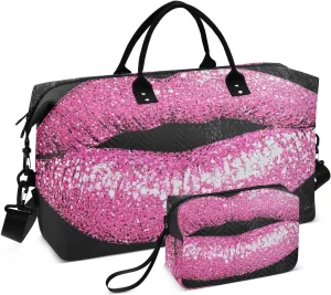 Blinkling Lip Closeup Travel Duffel Bag Gym Bag Sports Tote Bag with Multiple Interior Pockets Shoulder Weekender Bag for Women Men with Toiletry Bag 20.5”x 7.9”x 13.8”